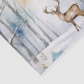 Herten in Snowy Forest Kerstbomen Waterverf Tissuepapier (Detail)