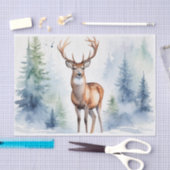 Herten in Snowy Forest Kerstbomen Waterverf Tissuepapier (Craft)