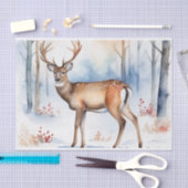 Herten in Snowy Forest Kerstbomen Waterverf Tissuepapier (Craft)