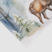Herten in Snowy Forest Kerstbomen Waterverf Tissuepapier (Detail)