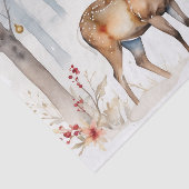 Herten in Snowy Forest Kerstbomen Waterverf Tissuepapier (Detail)