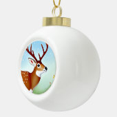 Herten in Winter Wonderland Scene Keramische Bal Ornament (Rechts)