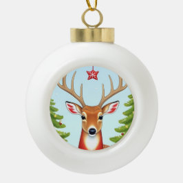 Herten in Winter Wonderland Scene Keramische Bal Ornament