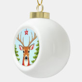 Herten in Winter Wonderland Scene Keramische Bal Ornament (Rechts)