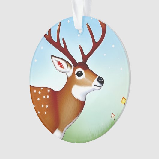Herten in Winter Wonderland Scene Ornament (voorkant)
