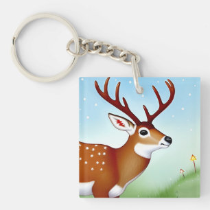 Herten in Winter Wonderland Scene Sleutelhanger