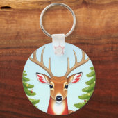 Herten in Winter Wonderland Scene Sleutelhanger (Voorkant)