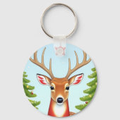 Herten in Winter Wonderland Scene Sleutelhanger (Achterkant)