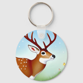 Herten in Winter Wonderland Scene Sleutelhanger