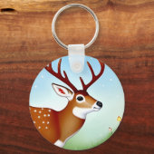 Herten in Winter Wonderland Scene Sleutelhanger (Voorkant)