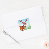 Herten in Winter Wonderland Scene Vierkante Sticker (Envelop)