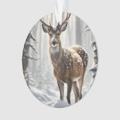 Herten in Winter Woodland Kerstmis Ornament (voorkant)