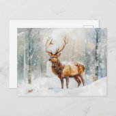 Herten in winterbos met waterverf sneeuwverf briefkaart (Voorkant / Achterkant)