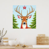 Herten in winters wonderlandscene poster (Keuken)