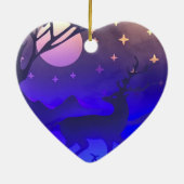 Herten in winterse bos nachttijd scène keramisch ornament (Achterkant)