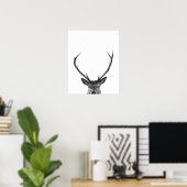 Herten in zwart-wit interieurstijl moderne herten poster (Thuiskantoor)