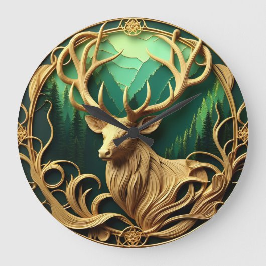 Herten ingesloten grote klok (Voorkant)