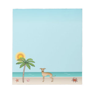 Herten Italian Greyhound op tropisch zomerse stran Notitieblok