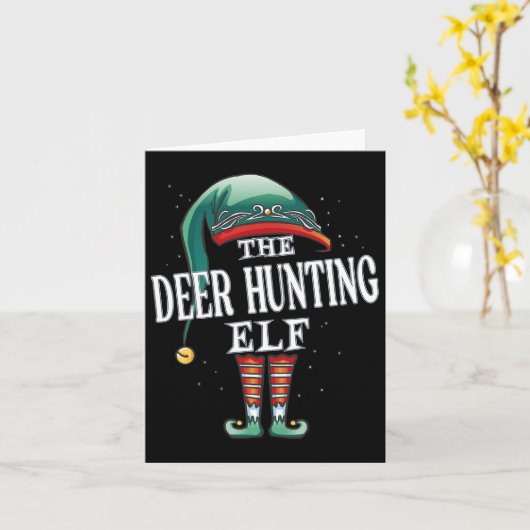 Herten jacht Elf Kerstmis Groep Xmas Pyjama Party Kaart (Gele Bloem)