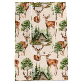 Herten jacht in het wild rustieke vakantie Kerstmi Medium Cadeauzakje (Achterkant)
