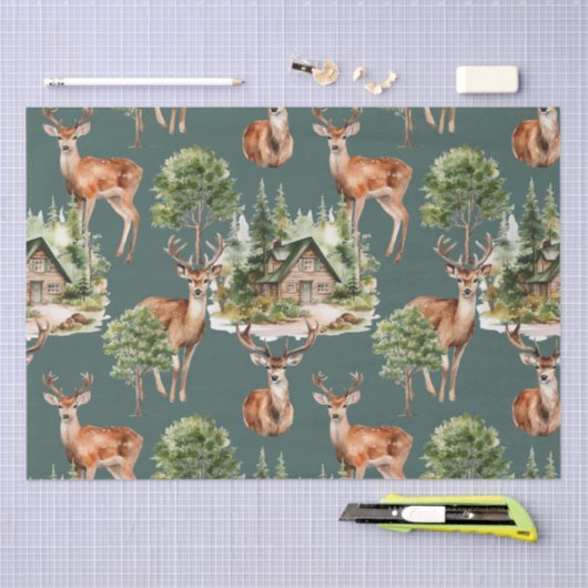 Herten jacht rustieke vakantie kerst tissuepapier (Craft)