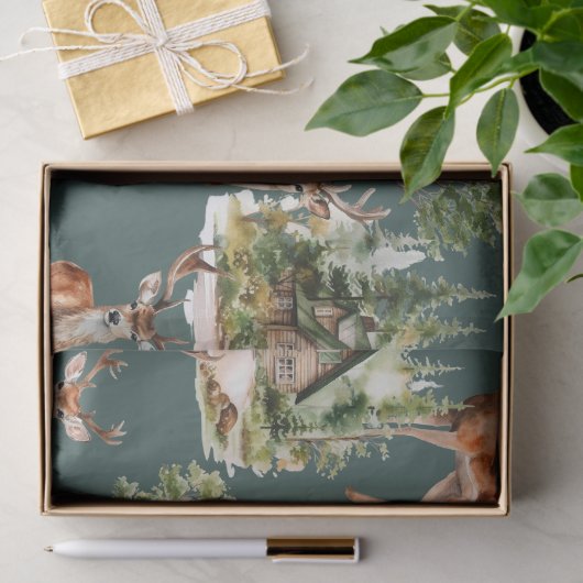 Herten jacht rustieke vakantie kerst tissuepapier (Geschenk)