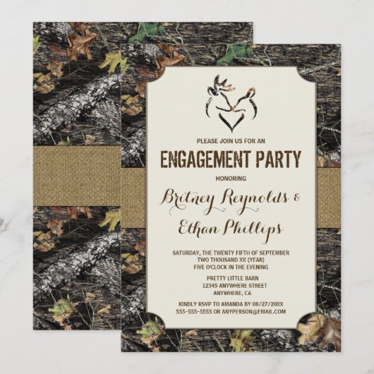 Herten jagen Camo verlovingsfeest uitnodigingen (Voorkant / Achterkant)