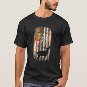 Herten jagen oranje camouflage Amerikaanse vlag bo T-shirt