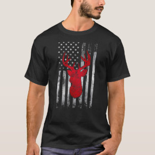 Herten Jagen Patriottisch Amerika Vlag Jachten Lo T-shirt