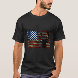 Herten Jagen USA Hunter America Flagg Antlers Amer T-shirt