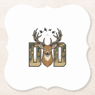 Herten jagen vader camouflage buck vector shirt on kartonnen onderzetters