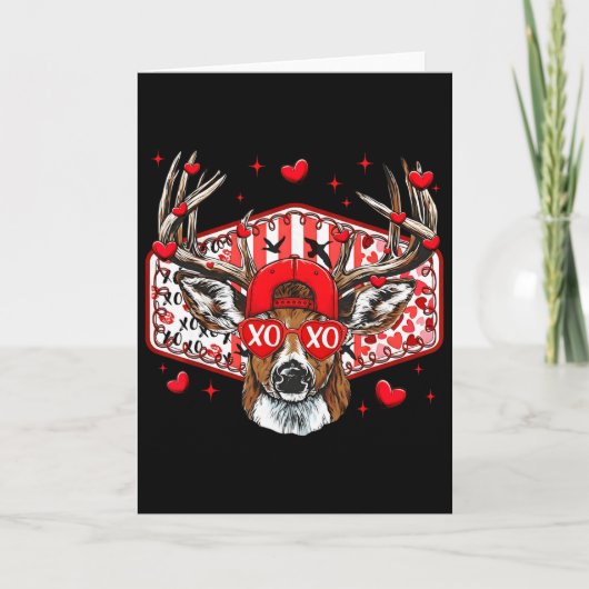 Herten jagen Xoxo Valentijnsdag Bok Mannen Dames H Kaart (Voorkant)