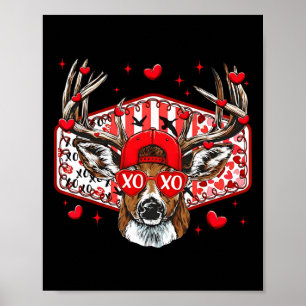 Herten jagen Xoxo valentijnshart bok jongens pet m Poster