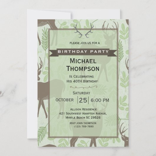 Herten Jager Verjaardagsfeest Uitnodiging (Voorkant)