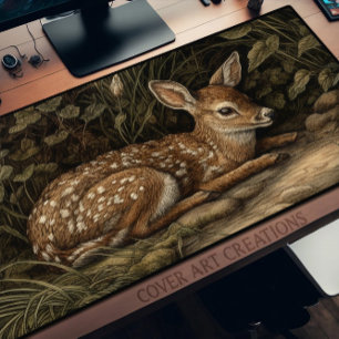 Herten, jong whitetail Fawn Resting, William Morri Bureaumat