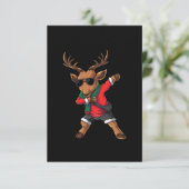 herten karakter dabbing dans kerst kaart (Staand voorkant)