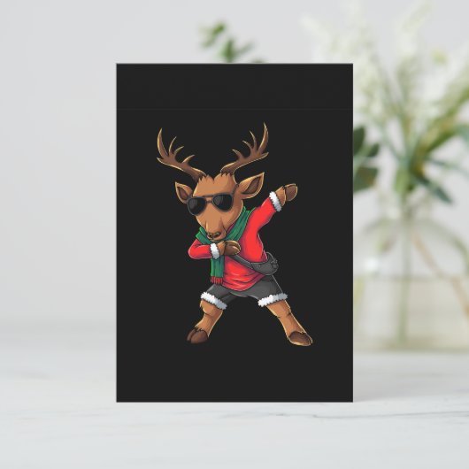 herten karakter dabbing dans kerst kaart (Staand voorkant)