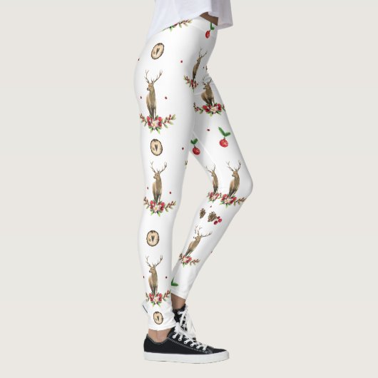 Herten Kerst Idyll Winter Patroon Leggings (Rechts)