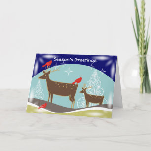 Herten, Kerstbomen en de Wenskaarten van Feestdagen Kaart