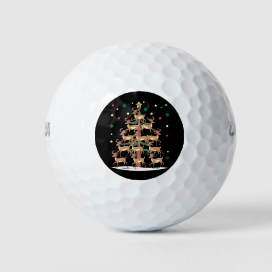 Herten Kerstboom Grappig Vakantie Schattige Rendie Golfballen (Voorkant)