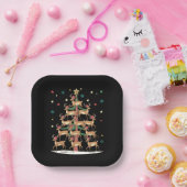 Herten Kerstboom Grappig Vakantie Schattige Rendie Papieren Bordje (Feest)