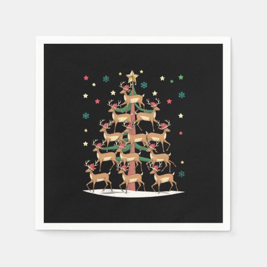 Herten Kerstboom Grappig Vakantie Schattige Rendie Servet (Voorkant)