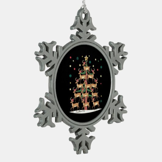 Herten Kerstboom Grappig Vakantie Schattige Rendie Tin Sneeuwvlok Ornament (Links)