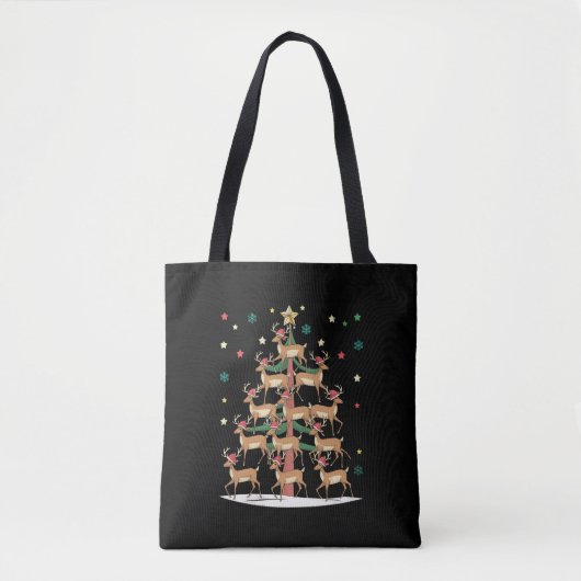Herten Kerstboom Grappig Vakantie Schattige Rendie Tote Bag (Voorkant)