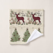 Herten Kerstboom Typografie Merry Bright Script Bad Handdoek (Wasdoekje)