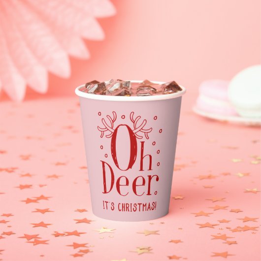 Herten kerstillustratie koffie thee papier kopje papieren bekers (Insitu)