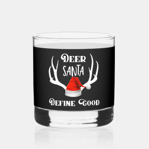 Herten Kerstman Definieer Goede Kerst Jacht Geweie Whisky Glas