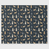 Herten Kerstmis | marineblauw Cadeaupapier (Vlak)