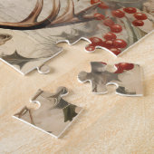 herten Kerstwinter verouderd decoupage Legpuzzel (Zijkant)