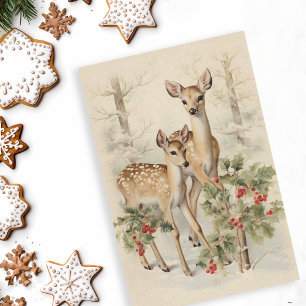  herten Kerstwinter verouderd decoupage Tissuepapier